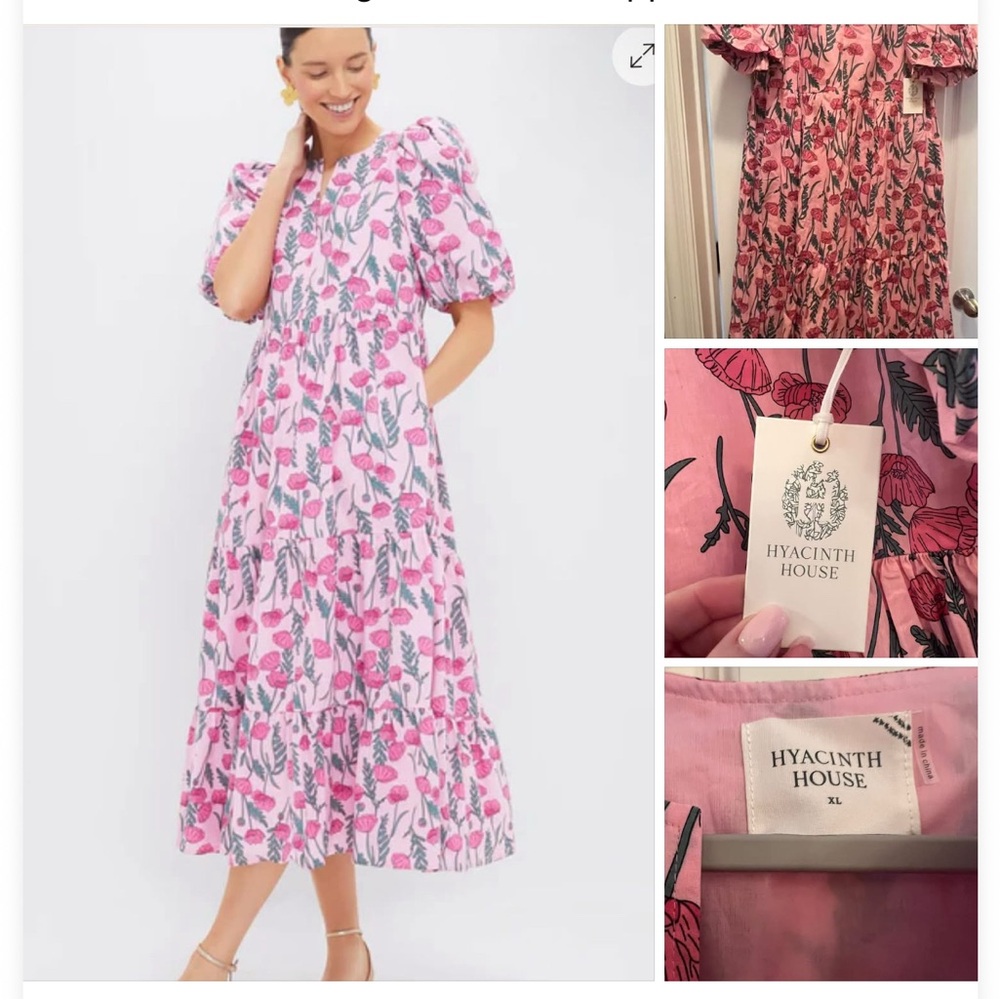 Tuckernuck Pink Buttoned Tiered Midi Dress